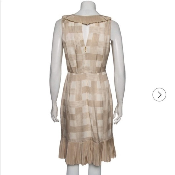 NWT Tory Burch Tapioca silk Tan Georgette Janetta Night Out Midi Dress size 4 - Picture 5 of 8